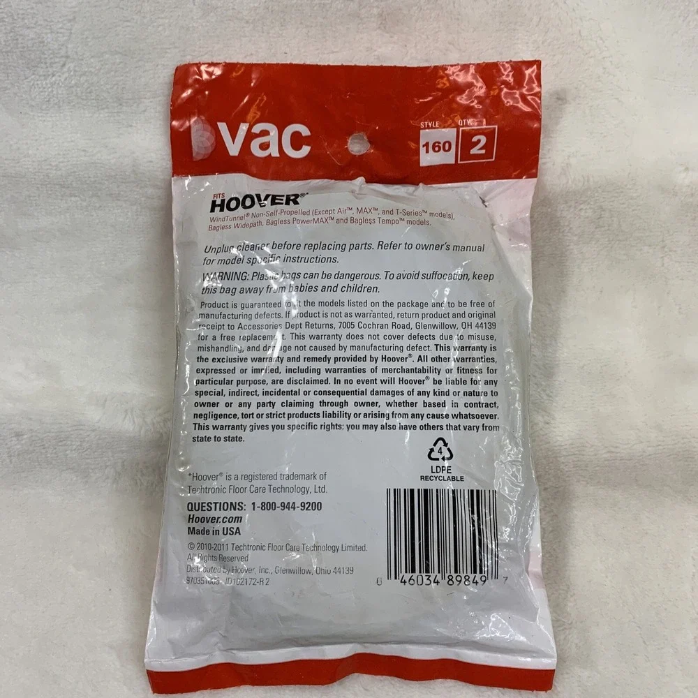 Hoover Windtunnel Vacuum Cleaner Belts 38528033 2-Pack Style 160 Genuine Open‎